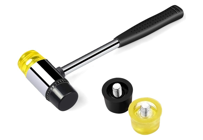 Double-Face Hammer with Soft/Hard Tips & Non-Slip Rubber Handle