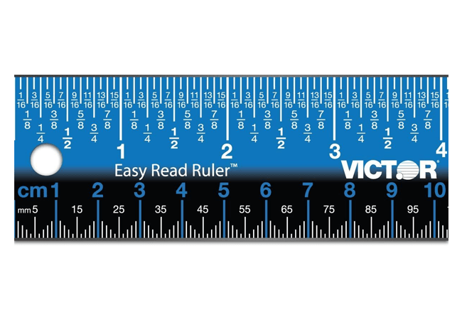 Victor Easy Read Stainless Steel Ruler, Standard/Metric, 12" Long, Blue
